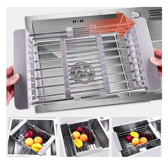 Adjustable Drying Rack Over The Sink Stainless Steel 11.5" - 18.75" Wide New - Picture 10 of 13